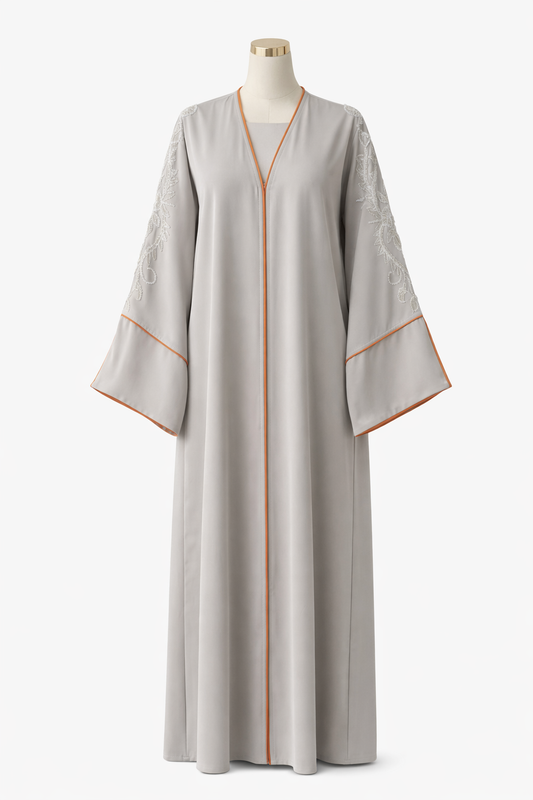 Abaya JAWHARA – Soft Beige & Peach